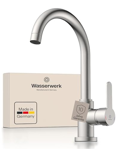 Wasserwerk Küchenarmatur WK5 | Wasserhahn Küche | Armatur Spültisch | Mischbatterie für die Küche | Spültischarmatur mit Einhebelmischer | Made in Germany | Edelstahloptik