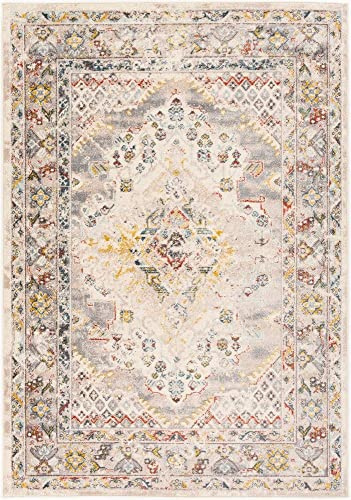 Livabliss Casablanca Vintage Rug - Area Rugs Living Room 160x160 cm, Dining Floor, Kitchen, Traditional Multicoloured Boho Style, Easy Care Pile, Bohemian Large Rug, Taupe, Grey, Rust