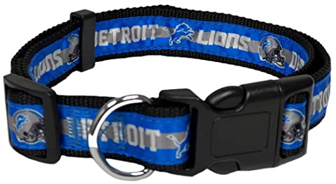 NFL Detroit Lions Dog & Cat Collar - Large, Shiny & Colorful, Licensed by The NFL
