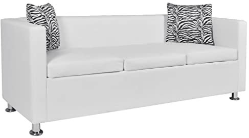 KOIECETA 3-Sitzer Sofa Couch Loungesofa Relaxsofa Relaxcouch Kunstleder Weiß