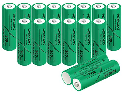 Wiederaufladbare AA-Batterien, 300 mAh, HR6 für Solarleuchten im Außenbereich, vorgeladen, 16 Stück