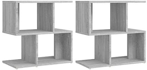 vidaXL Modern Grey Sonoma Bedside Cabinets (Set of 2) - Robust Engineered Wood with Storage Compartments for Bedroom Decor