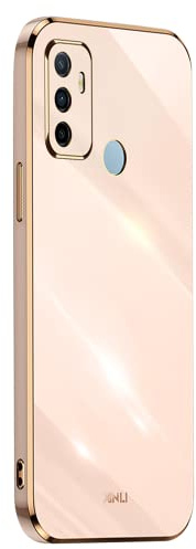 EASSGU Galvanisierter Rahmen Handyhülle für Oppo A53 / Oppo A53s (6.5 Inches), Weiche TPU Silikon Schutzhülle - Rosa