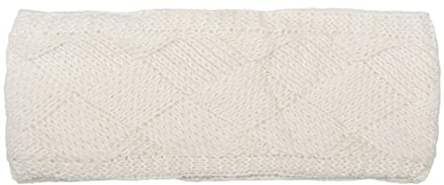 styleBREAKER Damen Strick Stirnband einfarbig mit Rauten Muster, Thermo Fleece Futter, Winter Headband Uni 04026062, Farbe:Creme-Weiß
