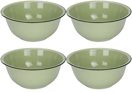 CALLARON Collection De Bols 4 Pièces Style Vintage Bol À Soupe Émaillé Vert Foncé