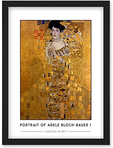 Wee Blue Coo Gustav Klimt Portrait Of Adele Bloch-Bauer I The Lady in Gold Painting Artwork Framed Wall Art Print A4