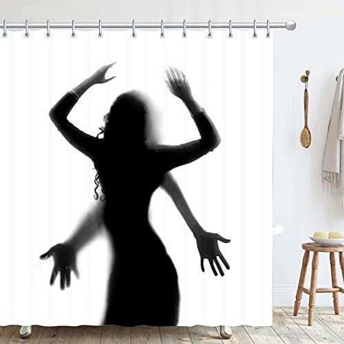 Hykiee Rideau Douche 180 * 180 cm, Rideau de Douche Tissu Anti Moisissure Séchage Rapide pour Salle de Bain, 3D Rideaux de Douche Baignoire Polyester Lavable en Machine avec 12 Crochets (Ombre)