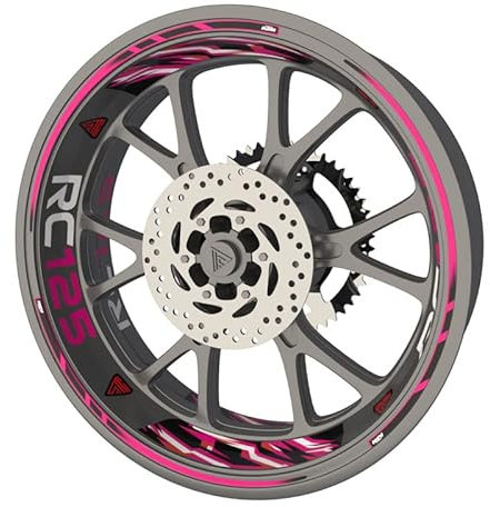 KTM RC 125 Premium Qualität Felgenrandaufkleber Felgenband Felgenband Sticker Set (Aufkleber für 2 Felgen) (Dunkelrosa)