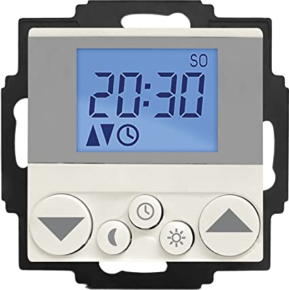 eUHR eU220, Zeitschaltuhr zur Rollladen-, Jalousien-, Markisen-Steuerung über gängige Rohrmotoren, Manual-/Automatikbetrieb, Wochen-/Wochenendprogramm (Reinweiß)