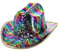 Smiffys Fever-Deluxe-Pailletten-Cowgirl-Hut, Regenbogen