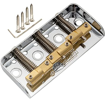 Wilkinson WTBS Short Telecaster Steg Bridge Kompensiert Messing Saitenreiter Brücke für Vintage Humbucker Tele Style E-Gitarre, Chrom
