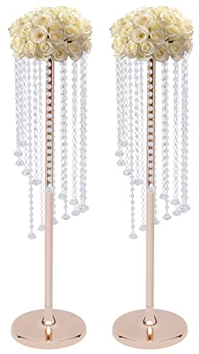 ETHEDEAL 2 unidades de soporte para flores doradas de 90 cm de altura, jarrón de metal para decoración de mesa de fiesta, mesa de boda, mesa central de metal, con placa de metal