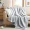 Sherpa Throw Blanket,Cable Pattern Decorative Soft Cozy Blanket for Couch Sofa,Light Weight Fleece Warm Throw Blanket for Bed,Grey,127 x 152 cm