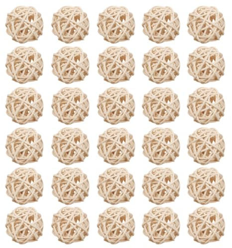 DECHOUS 30 stücke Bambus Filler Dekorative Kugeln Zubehör für Takraw Rattan Weiß Ball Natürliche Potpourri Schüssel Dekorieren Sachet Holzvase Vase Füllstoffe für Home Decor Zubehör