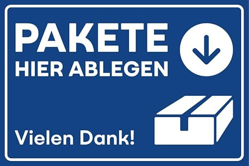 Infoaufkleber Postbote „Pakete hier ablegen“ Hinweis Schild Folie Farbe: blau | 5-30cm Made in Germany, Größen Name: 5x7,5cm