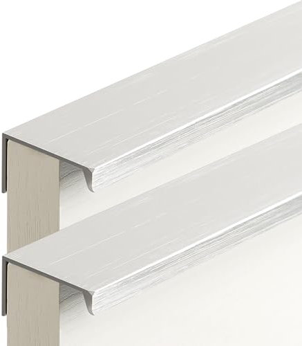 AGINOS Concealed Wardrobe Door Handles - Brushed Silver Kitchen Cupboard Handles, Aluminum, 2 Pcs (Length 400mm)