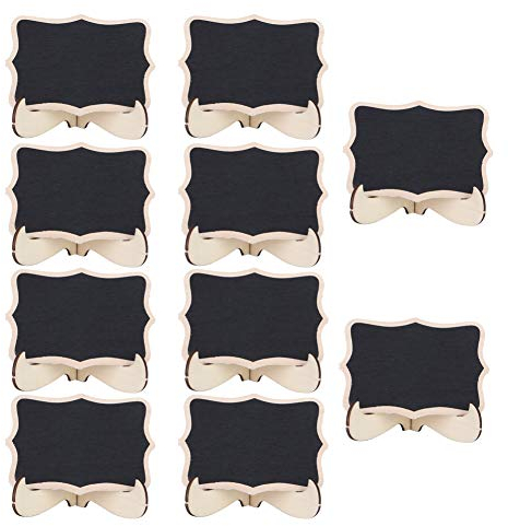 INIFLM 10 Stück Mini-Tafelschilder mit Staffelei-Ständer, Hochzeitsschilder aus Holz, Tischkarten, Wiederverwendbare Tafelanhänger für Hochzeiten, Geburtstage