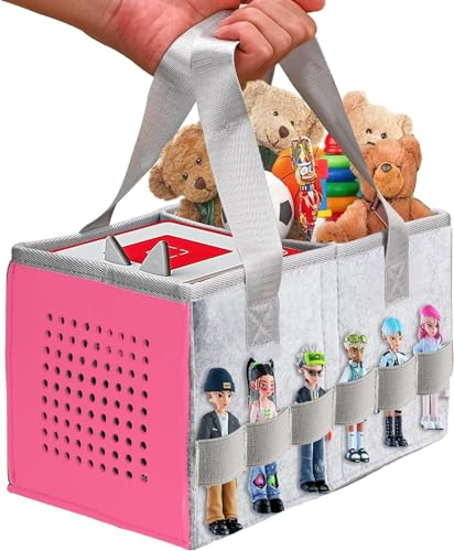 ThxYour Mallette de rangement améliorée pour kit de démarrage Toniebox et figurines Tonies - Sac pliable de qualité supérieure - Peut contenir 30 à 40 personnages Tonies - Sac de transport (rose)