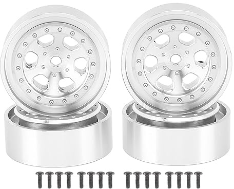 Haofy 1,3 Zoll Felgen, Felgennaben, Verbesserte Balance, 4 Stück für TRX4M 1/18 RC Crawler (Silver)