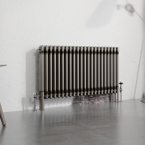 Warmehaus 600x1012mm Raw Metal Horizontal 3 Column Radiator Traditional | Cast Iron Style Victorian Radiator, Radiators Wall Mounted Central Heating, Designer Triple Column Radiator, Bathroom Kitchen