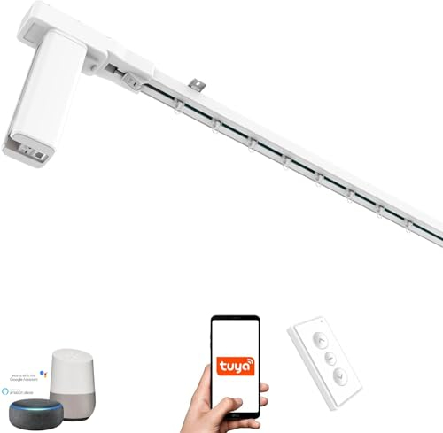 ACRIMO Motorisierte Vorhangschiene, Smart Track Kit mit WiFi-Motor und Fernbedienung, Kompatibel mit Google Home, Alexa und der Tuya Smart Mobile APP, Länge bis zu 4 Meter