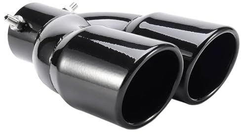 MOCNT Verdicktes Auto Auspuff Endrohr Edelstahl Auspuffblende Endrohr Schalldämpfer Auspuffrohr Auspuffspitze Doppelendrohr Dual Auspuffendrohr Gerade Schwarz 63mm