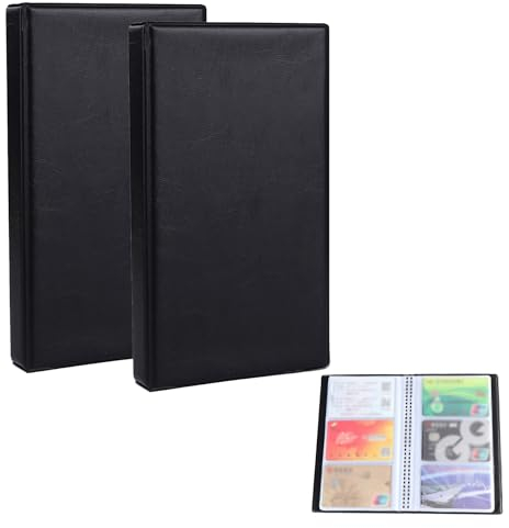 Porta Biglietti da Visita, Cartellina per Biglietti da Visita, Organizer per Biglietti da Visita, per Carte di Credito, Carta D'identità e Biglietti da Visita, Capacità 300 Carte, 185mmx108mm, 2 Pezzi