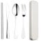 YIGAARUI Cutlery Set with Case,Reusable Stainless Steel Travel Lunch Utensils with Fork Spoon Knife Chopsticks for Picnic School Office Flatware Set Mirror Polished Dishwasher Safe (4PCS)