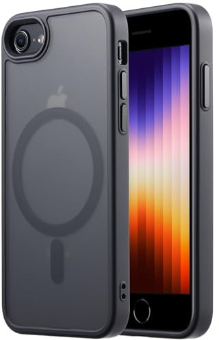Tigowos Magnetic for iPhone SE Case 2022/2020/iPhone 8 Phone Case with MagSafe Shockproof Protective Case for iPhone SE 2rd/3rd Generation 4.7, Black