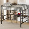 I0I&I0I Hochbett mit Schreibtisch und Bücherregalen, Stabiles Metallbett für Kinder, Jugendliche und Erwachsene, 140x200cm (Schwarz 2)