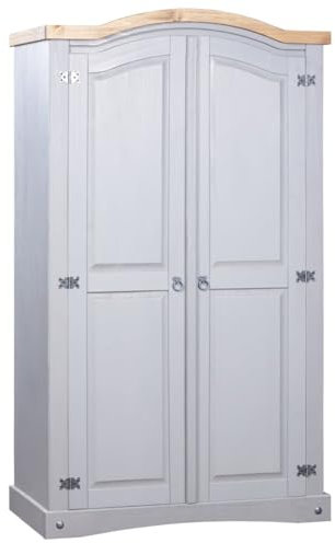 This Item- Wardrobe Mexican Pine Corona Range 2 Doors Grey-Nice