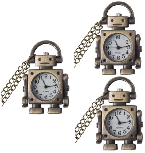 WRITWAA 3stücke Retro Roboter Taschenuhr Halskette Vintage Design Mit Kettenanhänger Für Männer Und Frauen Geburtstagsgeschenk Lustiges Und Einzigartiges Accessoire Für Jeden Anlass