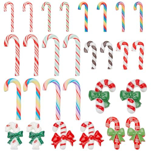 NBEADS 110Pcs Mini Christmas Candy Cane Decorations, Polymer Clay Candy Cane Faux Candy Cane Christmas Stick DIY Decorations Accessories for Xmas Home Indoor Outdoor Party Decoration