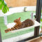 CATISM Large Cat Window Bed - Foldable Hanging Cat Window Hammock - Windowsill Seat for Large Cats Shelf with Strong Suction Cups Kitty Lounger Reversible Cover Hold Up to 18kg(Beige)
