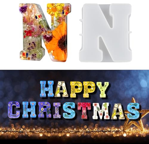 EPODA Stampi in resina a forma di lettere dell'alfabeto, grandi stampi in silicone a forma di lettere dell'alfabeto, stampi per resina epossidica, fai da te, decorazioni per feste di compleanno,