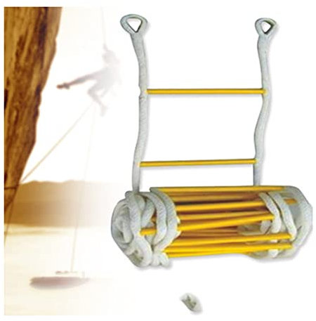 ZXXDSMYF Feuerleiter aus Strick, Wiederverwendbare Fluchtleiter aus Nylon, 2-10-stöckige Notfeuerleiter, Sicherheitsleitern mit Karabinern für Balkone/12 m/39 Fuß