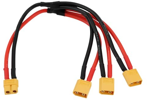 EMSea 1 Stück XT60-Buchse auf Dreifach-Stecker-Verlängerungskabel 12 AWG XT60-Buchse auf 3 XT60-Stecker Adapter-Verlängerungskabel für Solarpanel Solargenerator Kraftwerk Schiff (30cm)
