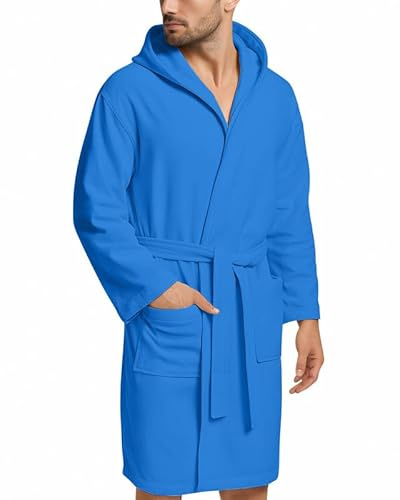 NARCISO - Accappatoio Uomo Donna Microfibra Economico con Tasche Cappuccio e Cintura, Ideale per Casa, Viaggio, Palestra, Tessuto Morbido e Comodo, Taglie dalla S alla XXL (XXL, Royal Blue)