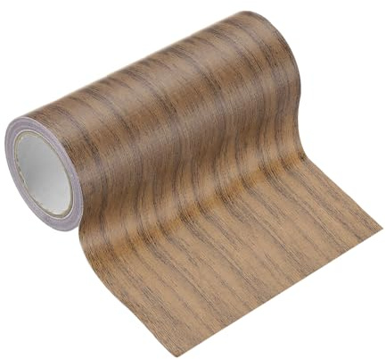 PATIKIL Klebefolie Holzoptik Klebeband Selbstklebend, 12cm x 4.57m Holzmaserung Klebeband Reparaturband für Schrank Tische Stuhl Möbel Böden Bordüre Wand Sockelleisten, Dunkelbraun Eiche
