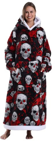 Gegeryozer Coperta con Maniche Donna Indossabile - Felpa Termica Morbida, Tasche Integrate + Cappuccio per Divano e Casa