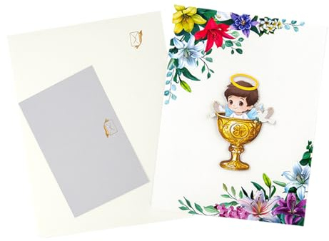 Generisch Carte de bénédiction sculpture en papier | Carte de vœux calice doré | Accessoire de fête portable et accessoire de bénédiction coloré pour un usage quotidien