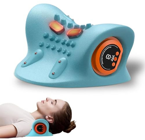 Appareil de Massage Électrique, Masseur Cervical Avec Fonction Chaleur, ÉTireur de Nuque Pour DéTendre la Nuque et les ÉPaules, 3 Modes, 6 FréQuences RéGlables