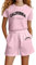 Ensemble Enfant Fille été a la Mode Mignon Tee Shirt Manche Courte Et Short Taille Elastique Ample Vêtements Ado Fille Pas Cher Confortable Casual Jogging Vacances 4-14 Ans (9-10 ans, Rose)