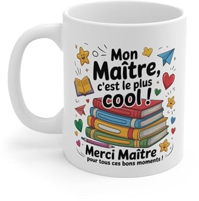 Teecustom Tasse Maître Cool – Cadeau Fin d’Année Professeur – Mug Original et Coloré École Primaire