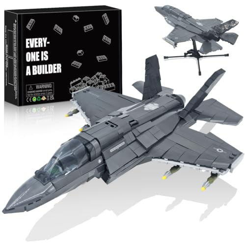 Flugzeug F-35 Kampfjet Klemmbausteine,1:44 Luftwaffe Jet Bausteine Kompatibel mit dem Marktführer,705Teile WW2 Militär Kampfflugzeug Eurofighter Modell Kreative Geschenke für Jugendliche or Erwachsene