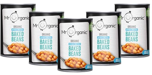 Mr Organic Low Sugar Baked Beans - 400g (Pack of 12) High Protein & Fibre | Sun-Ripened Italian Organic Tomato Sauce with White Beans, Natural Herbs & Spices - BPA-Free Tins - Organic & Vegan