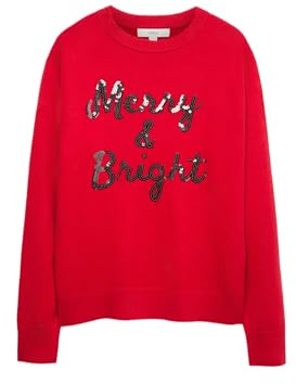 Marks & Spencer Donna Filato Air Girocollo Paillettes Slogan Maglione – vestibilità Regolare – con Stretch