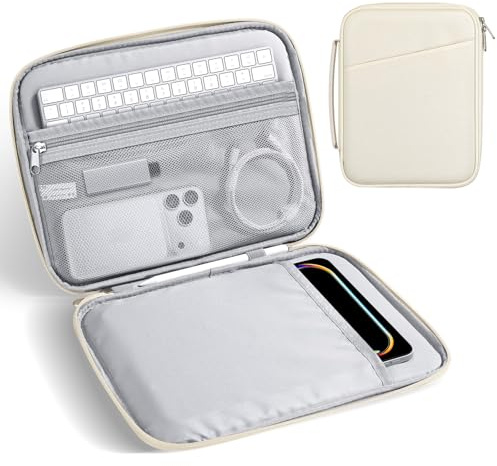 MoKo Tablet Tasche 9-11 Zoll Gepolstert mit Griff | Tablet-Tragetasche passend für iPadA16/Pro 11, iPad 10./Air 5/4. 10, 9, Beige