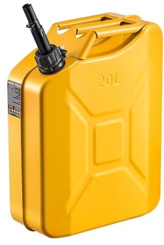 VEVOR Jerrican Essence Métal 20 L Bidon Essence Débit Maximal 6 L/min Réservoir de Carburant Résistant pour Plupart des Voitures, Motos, UTV, Tracteurs, avec Bec Verseur, Poignée Confortable, Jaune
