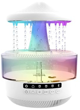 Rain Cloud Humidifier, Water Drip Rain Lamp with Mushroom Diffuser and Gentle Mist Output, 2-in-1 Aroma Diffuser, 7-Colour LED Night Light, Quiet Bedside Cool Mist Maker for Sleep, Relaxation & Home